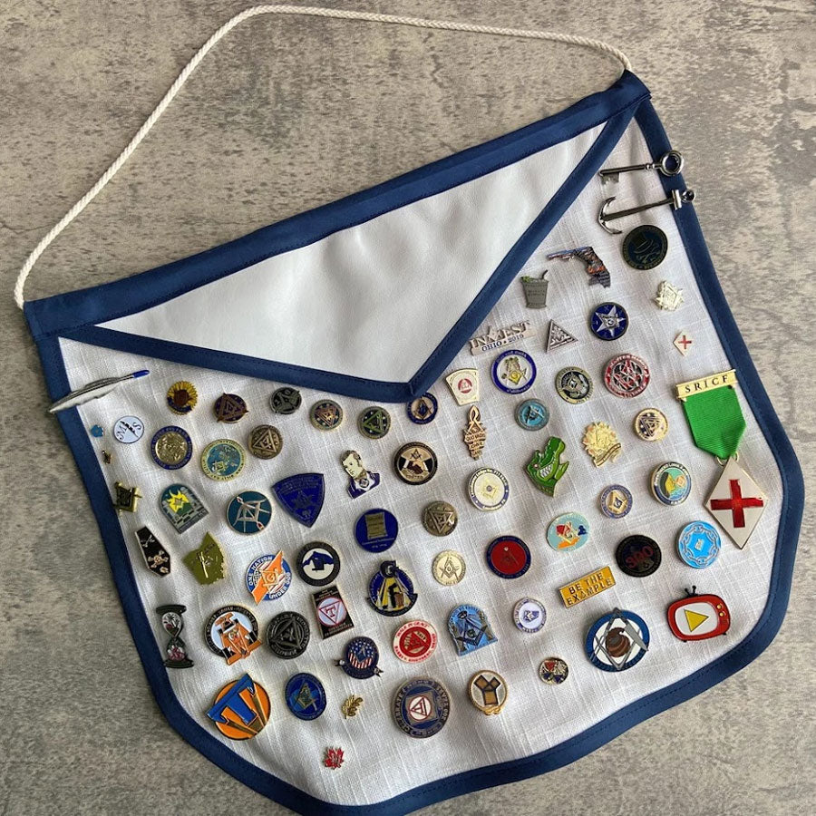 Masonic Pin Display Apron (Blue Border)