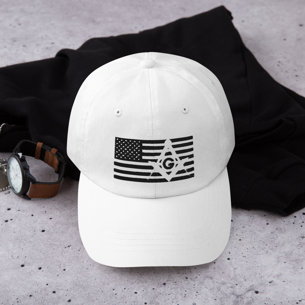 Square and Compass with G and Flag Classic Dad Hat