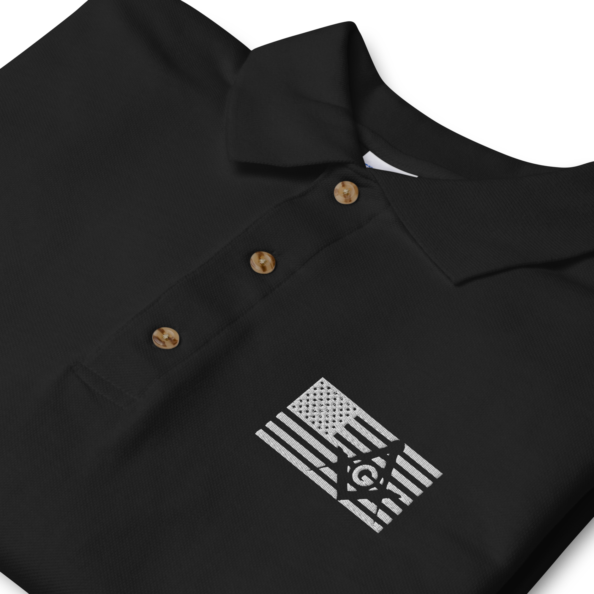 Square and Compass with G and Flag Embroidered Polo Shirt