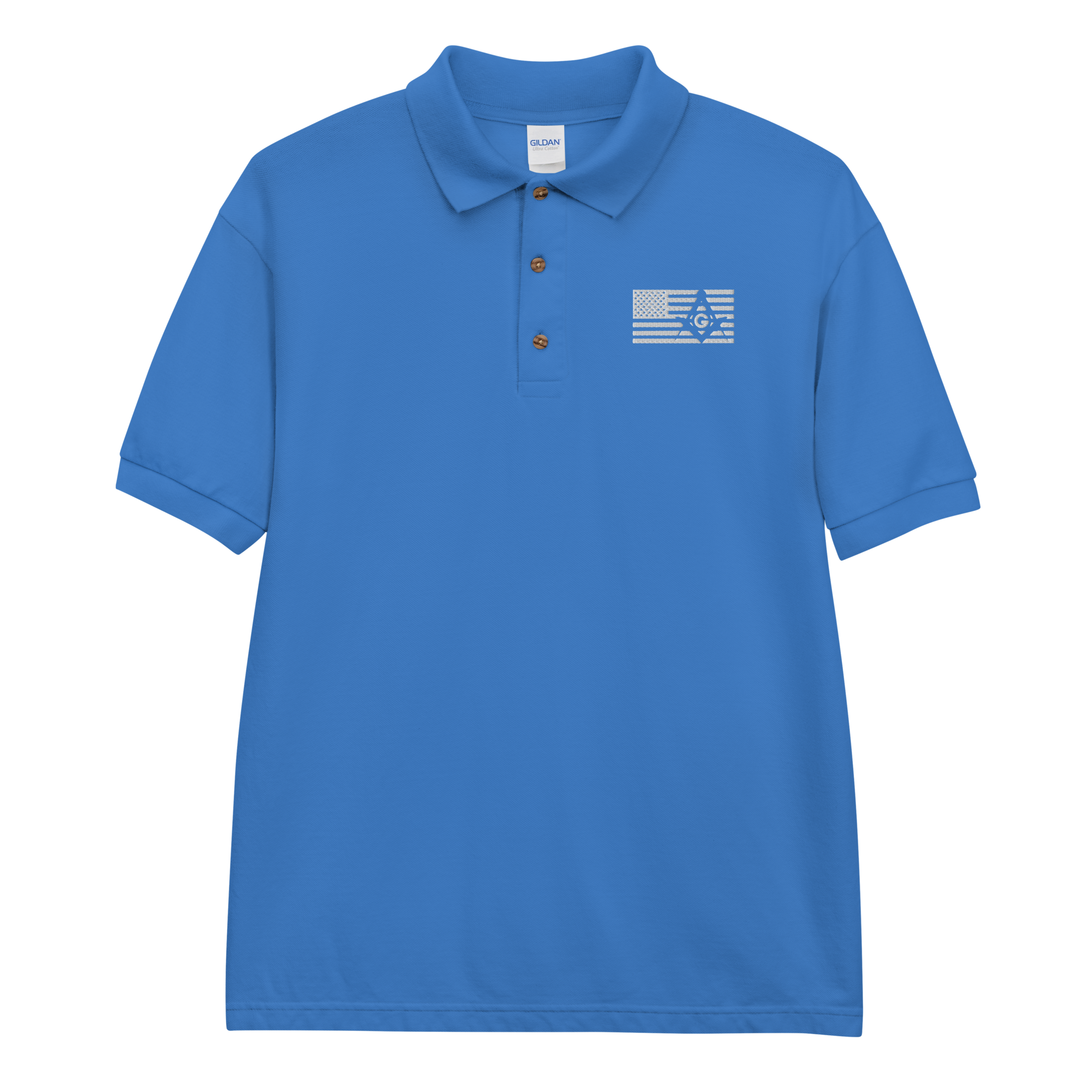 Square and Compass with G and Flag Embroidered Polo Shirt