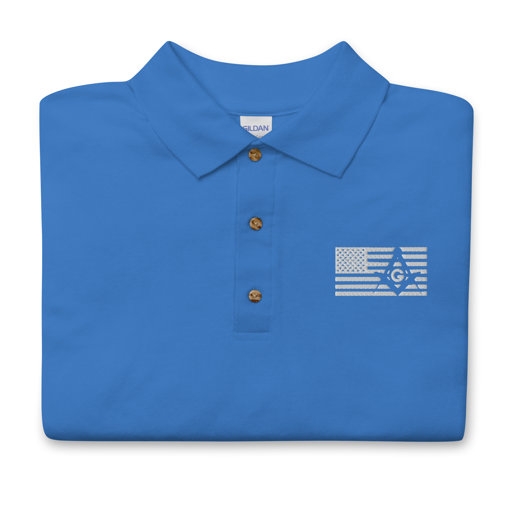 Square and Compass with G and Flag Embroidered Polo Shirt