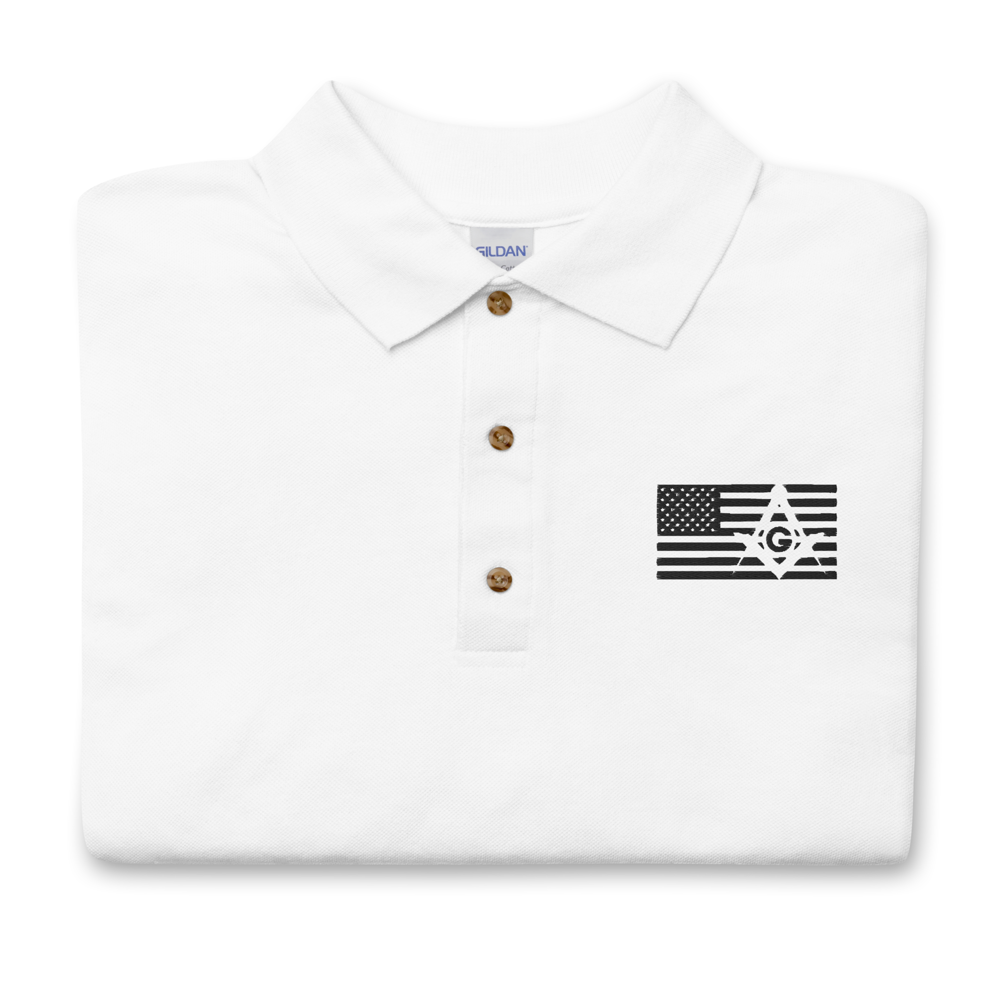 Square and Compass with G and Flag Embroidered Polo Shirt