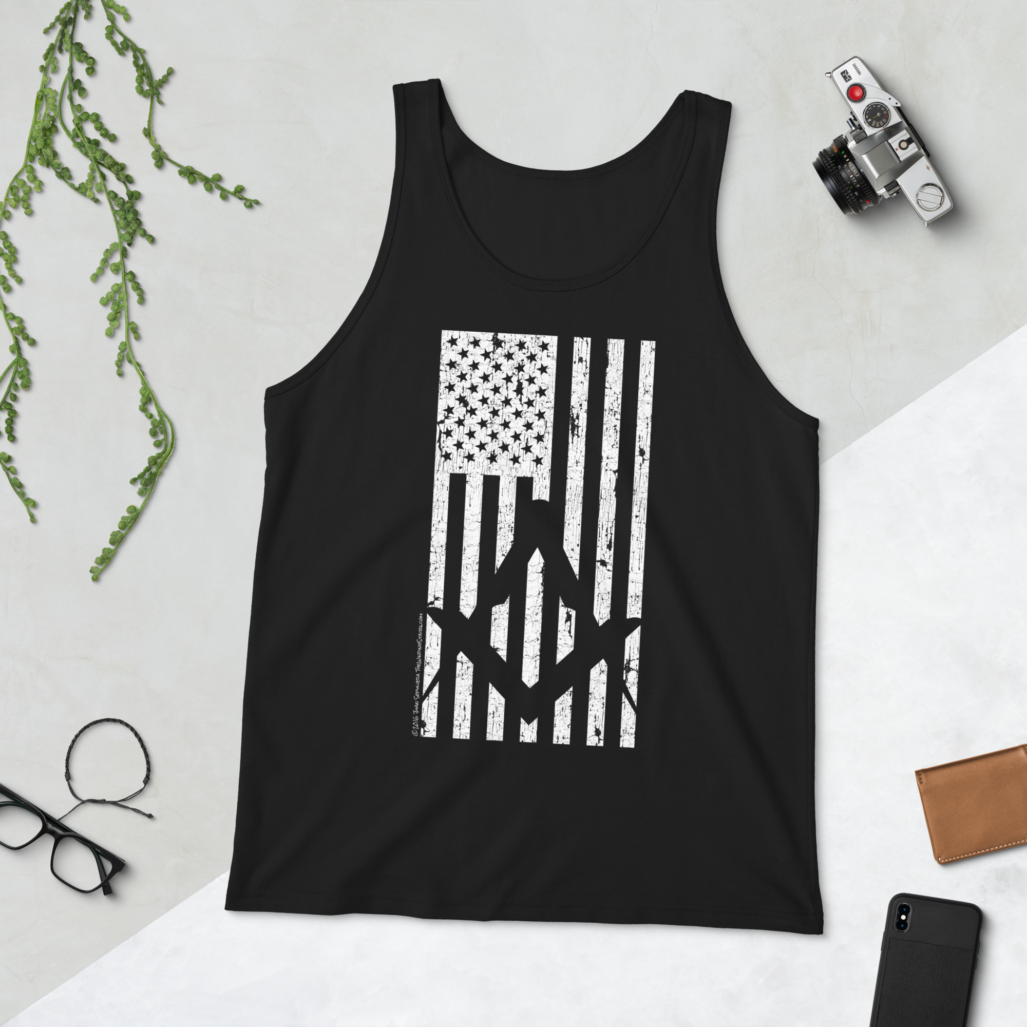 Square and Compass with Flag Tank Top