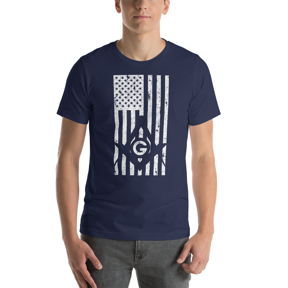 Square and Compass with G and Flag T-Shirt